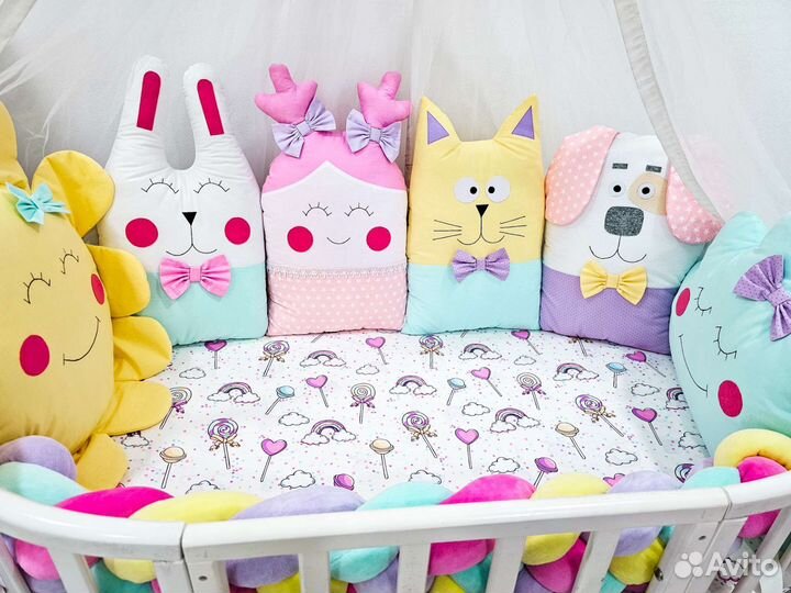 Бортики в кроватку для девочки