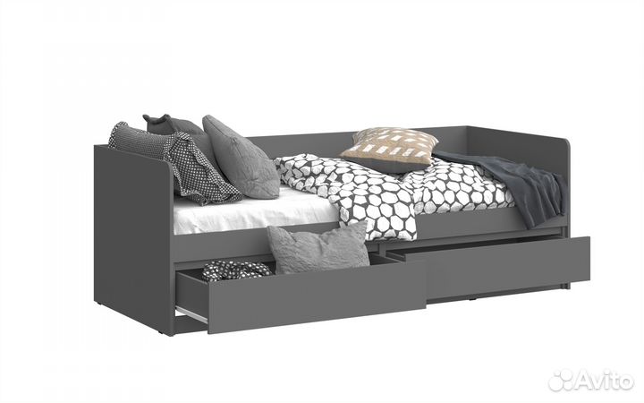 Кровать с ящиками Белый/Графит 0,8 м
