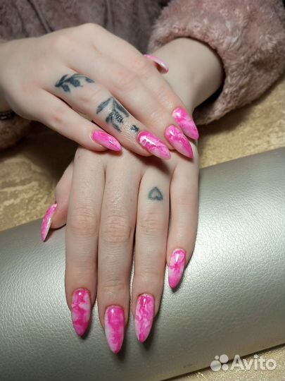 Наращивание ногтей, покрытие гель лаком, маникюр