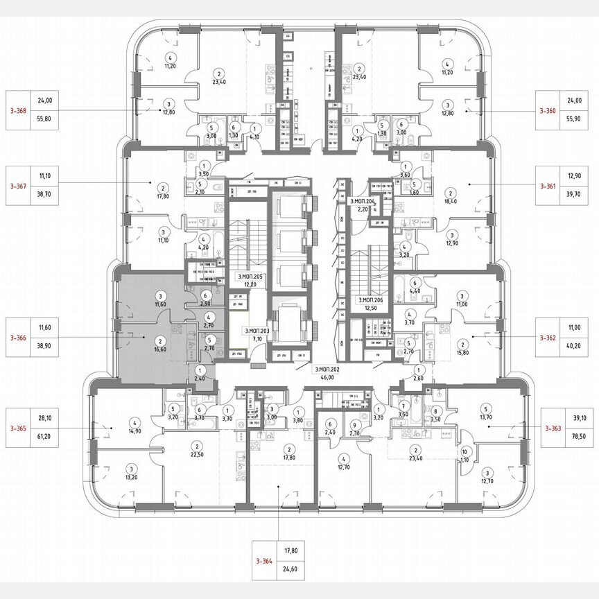 1-к. квартира, 38,4 м², 43/53 эт.