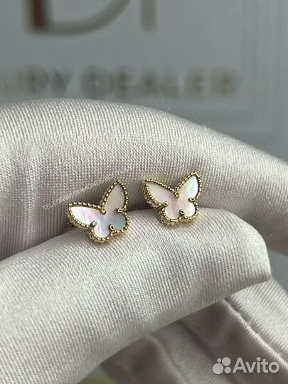 Серьги Van Cleef Butterfly желтое золото 750