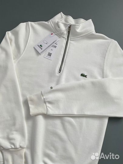 Свитшот lacoste полузамок в стиле old money белый