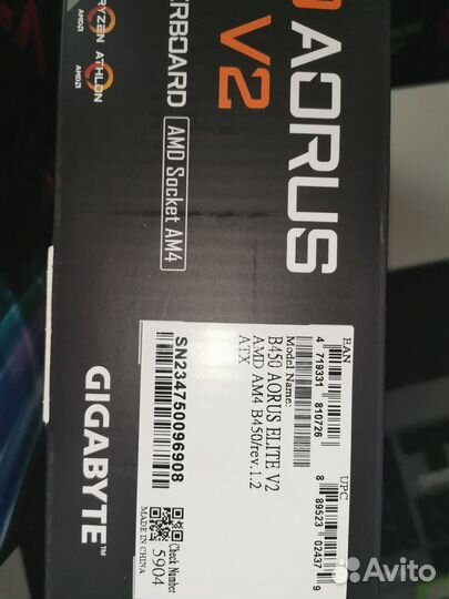 Новая Мат-я плата gigabyte B450 aorus elite v2
