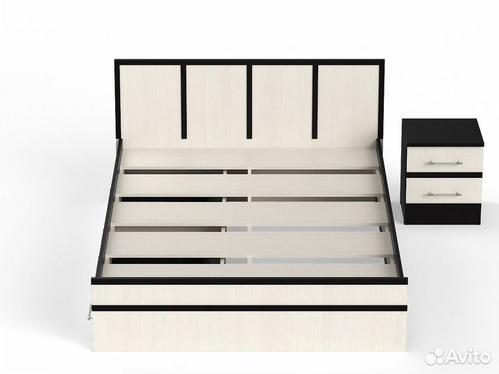 Кровать с ящиками и тумбой Сакура 1400 цвет венге/дуб лоредо