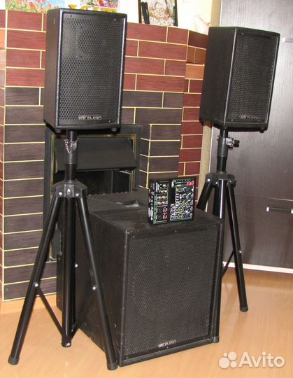 Колонки Саб 1400W Микшер Стойки Активный комплект