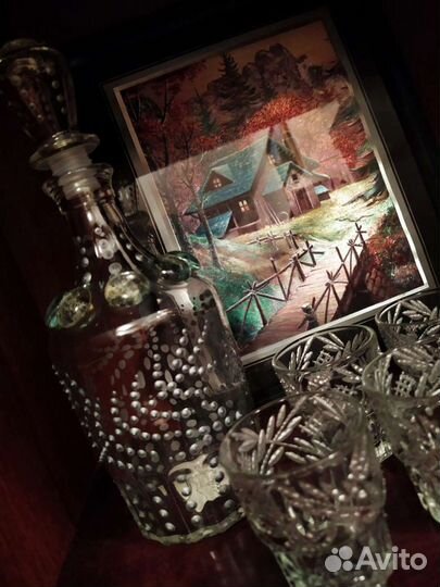 Продам графин с рюмками, ручная роспись
