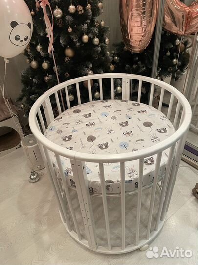 Матрас детский круглый+наматрасник и простыни