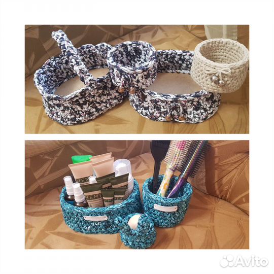 Корзина трикотажная, вязанная