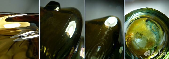 Ваза Красная и Зеркальная Орхидея. Стекло. СССР