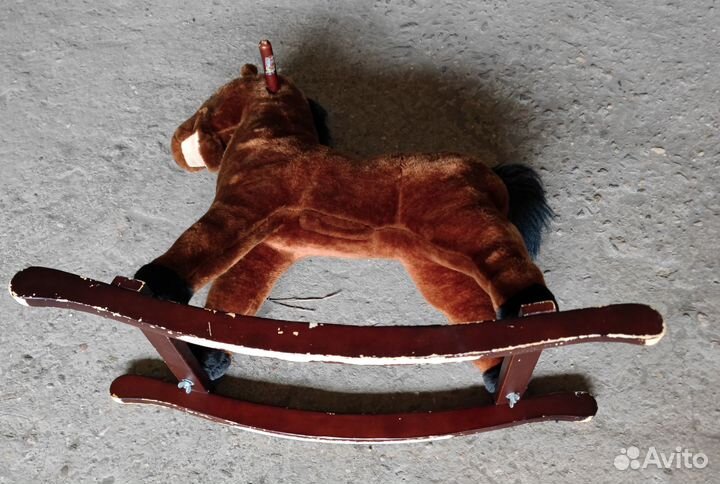 Игрушка мягкая качалка лошадь лошадка детская