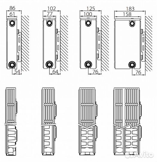 Стальной панельный радиатор отопления с боковым по