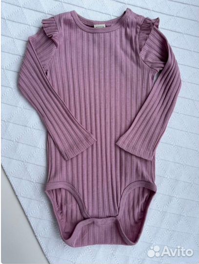 Боди в рубчик 2в1 с длинным рукавом для девочки