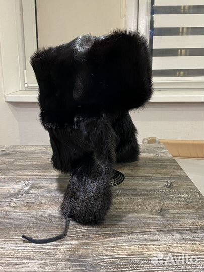 Мужская меховая шапка чёрная шапка Мех Ондатра