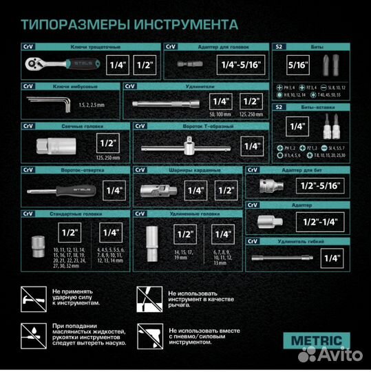 Набор инструментов stels 1/2