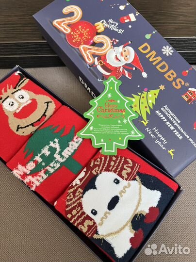 Набор новогодних носков в коробочке 3 пары