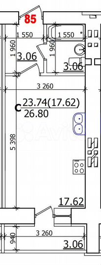 Квартира-студия, 27 м², 7/17 эт.