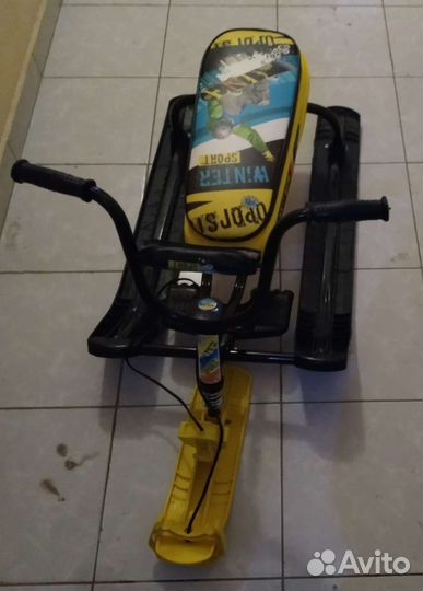 Крутой усиленный снегокат с моторулем/1-2 ребёнка)