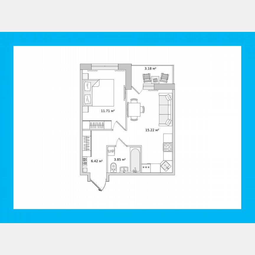 1-к. квартира, 40,4 м², 8/16 эт.