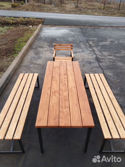 Скамейка садовая со столиком