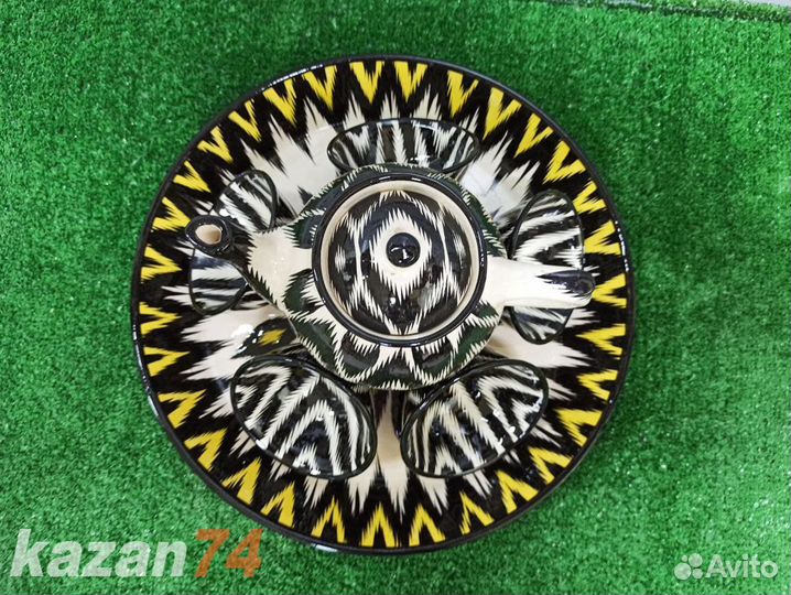 Чайный сервиз риштанская керамика черный атлас