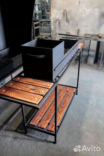 Мангал с топкой и дровником