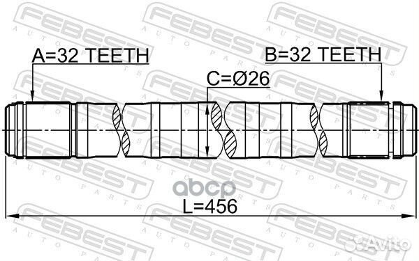 Вал honda CR-V -01 приводной 32X456X32 0312RD1LH