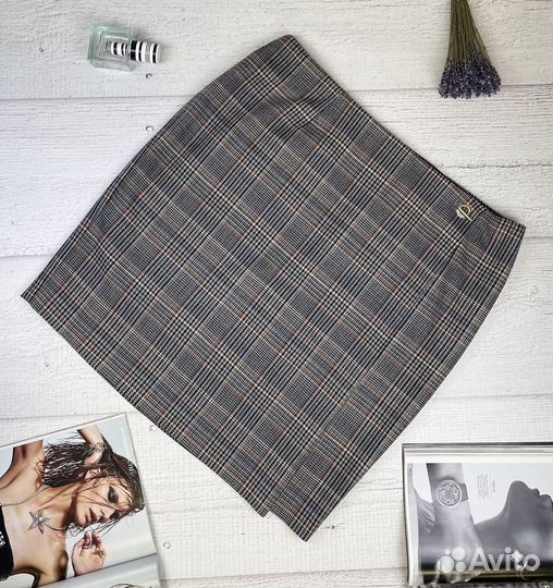 Твидовая юбка calvin klein коричневая, размер S P