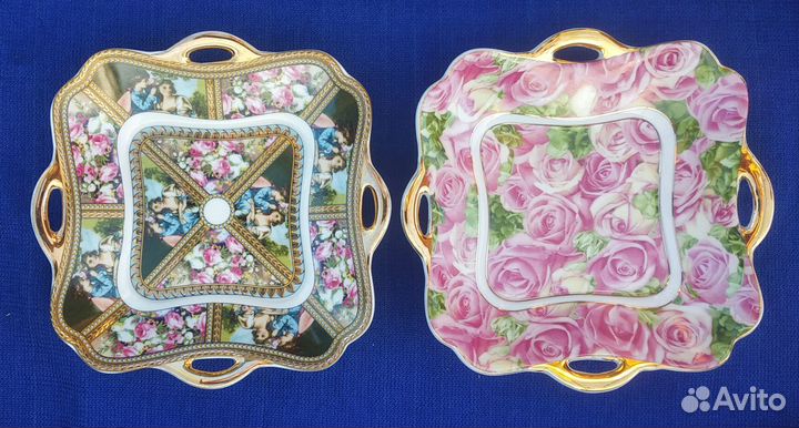 Тарелка сухарница ажурная роза позолота и другие