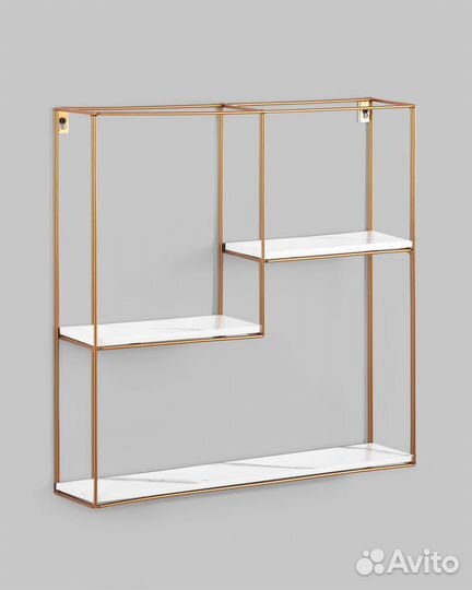 Полка Square золотая белый мрамор