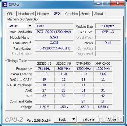 DDR3 2x4gb 2400mhz 2rank CL11-11-11-31 RipjawsZ