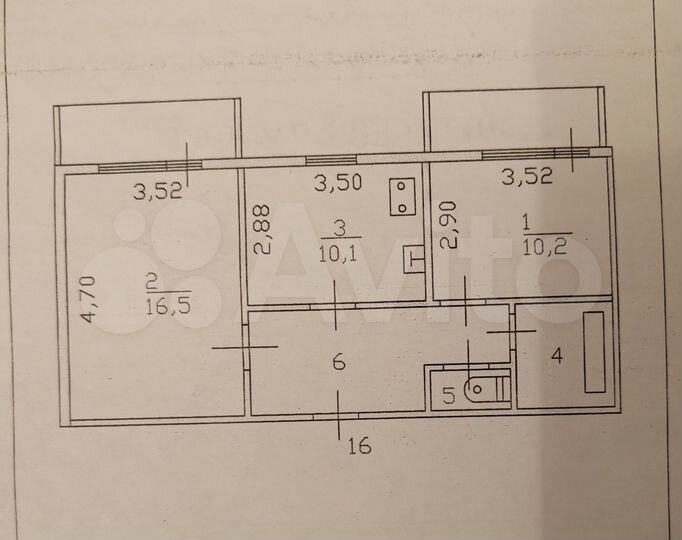 2-к. квартира, 50,2 м², 2/2 эт.