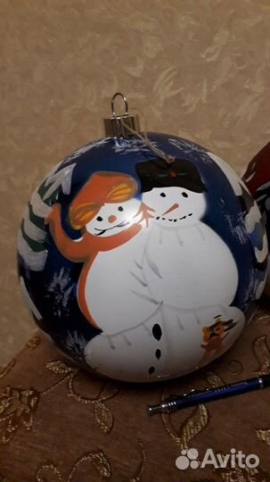 Новогодние украшения,большие шары 20см.цена за оба