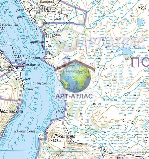 Карта острова Рыбачий и Средний