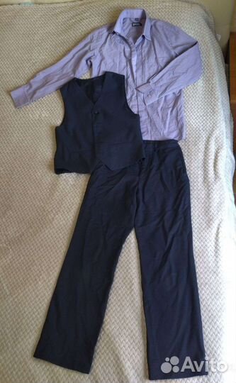 Костюм школьный темно-синий+рубашка
