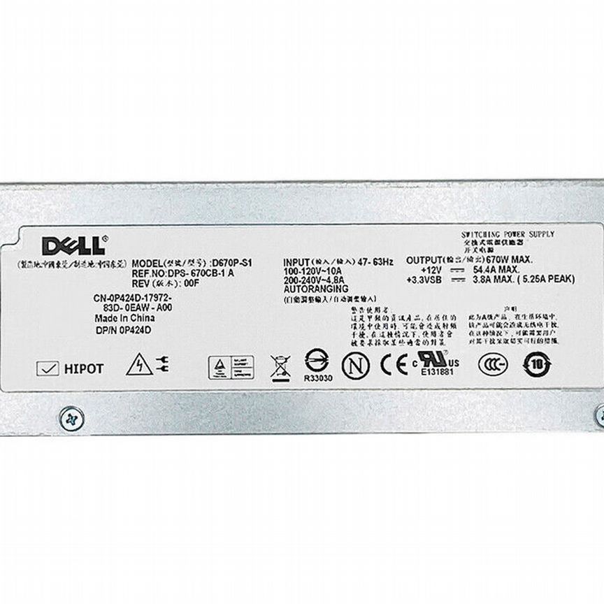 [0P424D] Блок Питания Dell 670wt D670p-S1 0hy104 0p424d