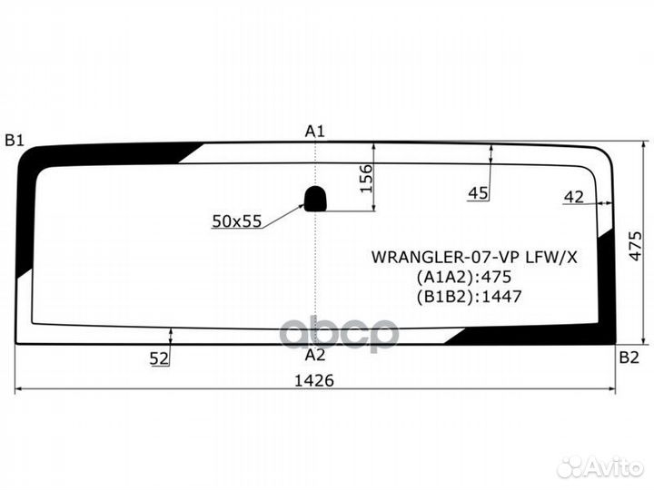 Стекло лобовое jeep wrangler (JK) 2/4D 07-18 WR