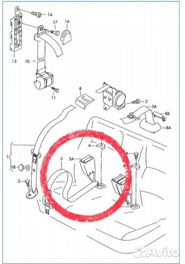 5J6857496QVZ ответная часть ремня безопасности