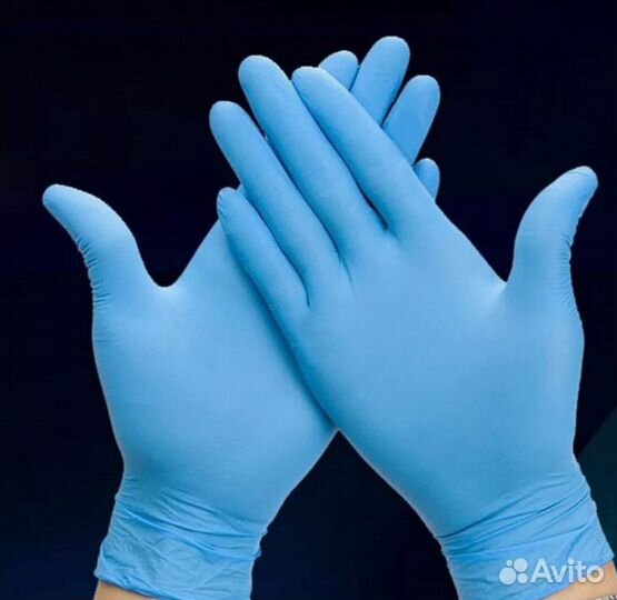 Перчатки нитриловые неопудренные L (голубые) 100 п