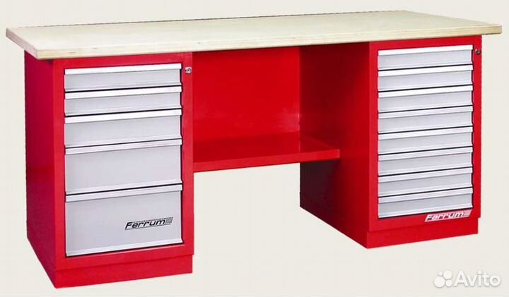 Верстак слесарный 2 тумбы: 3 ящика/8 ящиков