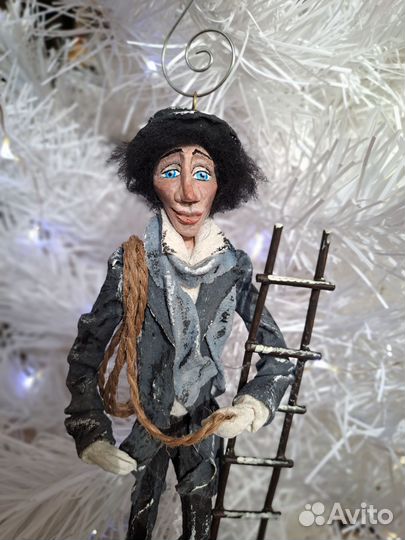 Пастушка и трубочист- елочные игрушки из ваты