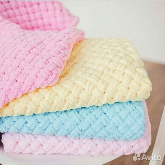 Вязанные плюшевые пледы на заказ и в наличии