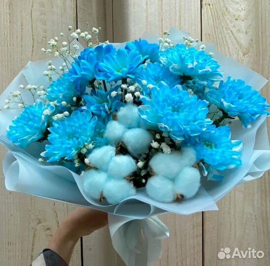 Букет из хризантемы и хлопка/Доставка