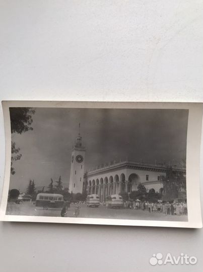 Старая открытка и фото жд вокзала. Сочи. 1963 г