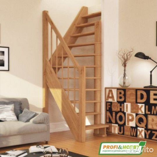 Деревянная лестница лс-91М Базовая под покраску