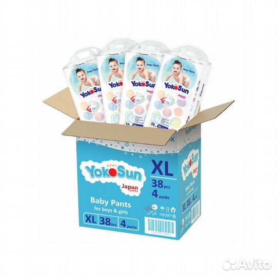 Подгузники трусики YokoSun XL, 152/38 шт