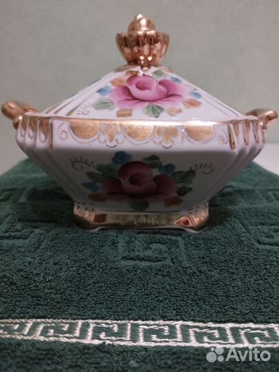 Сахарница розы гжель СССР