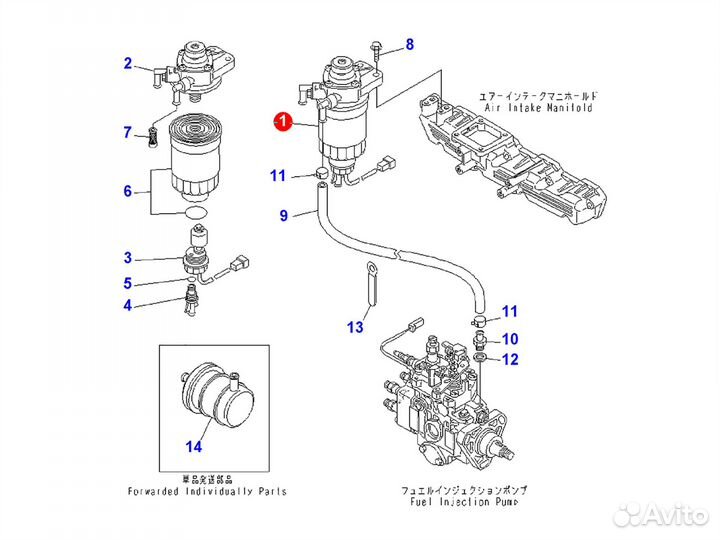 Насос подкачки топлива Komatsu 4D92E в сборе