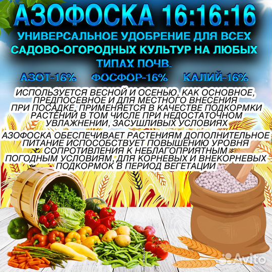 Азофоска 16:16:16 и 16:16:8, 50кг / мкр