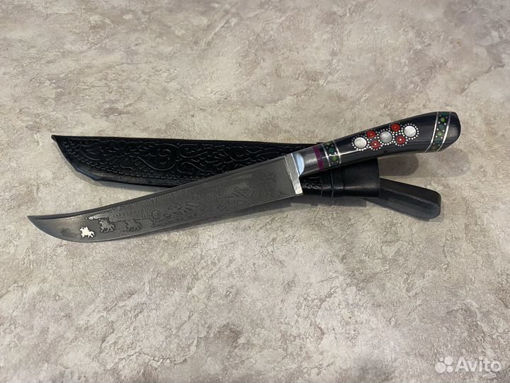 Пчак средний, узкий, гарда олово, рукоять эбонит с