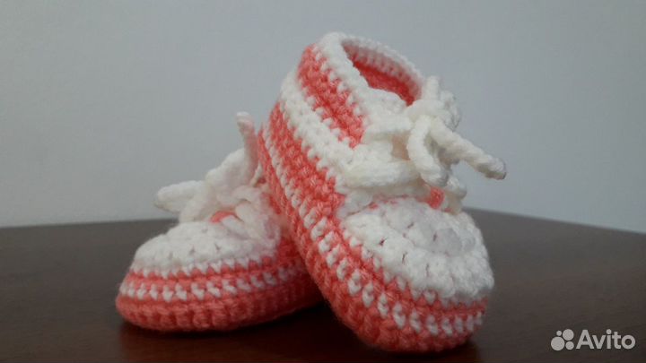 Пинетки-ботиночки цвет белый+розовый